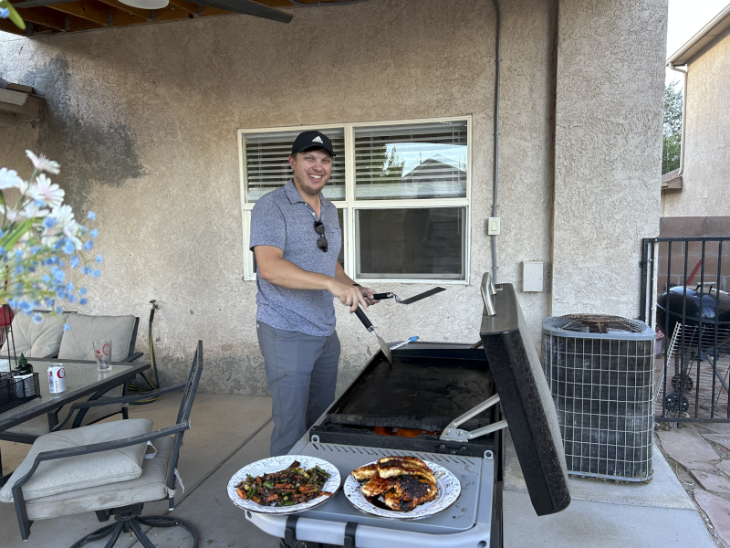 Eli Grilling Dinner
