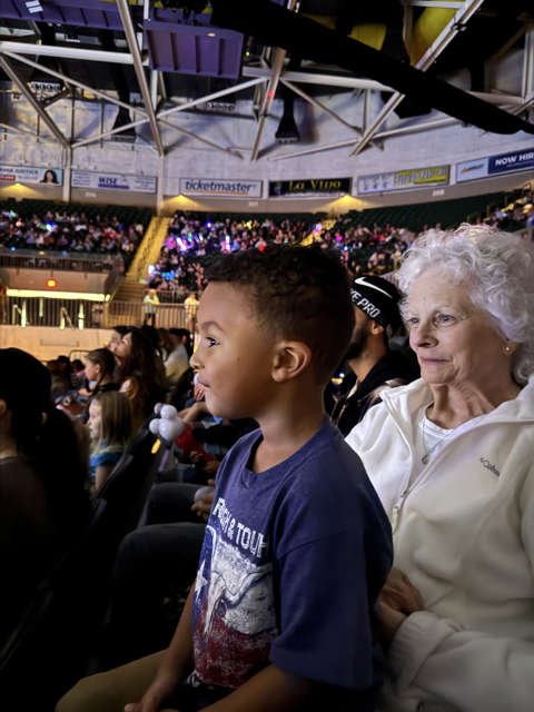 Matteo Watching Disney on Ice with Grandma