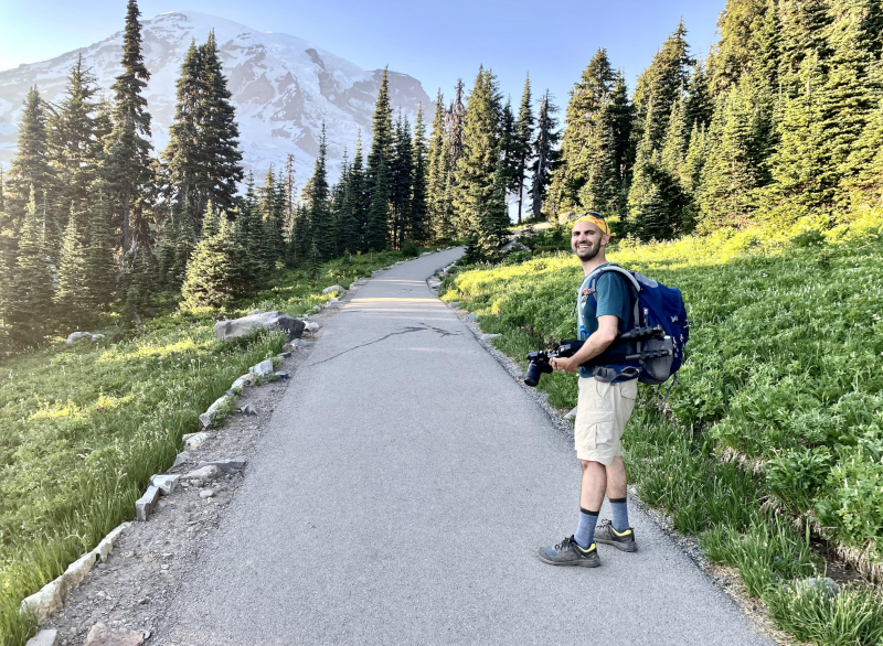 Jared Taking Photos on a Hike