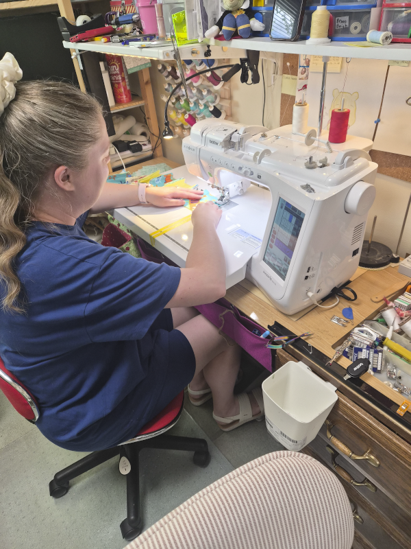 Bethany Working on a Sewing Project