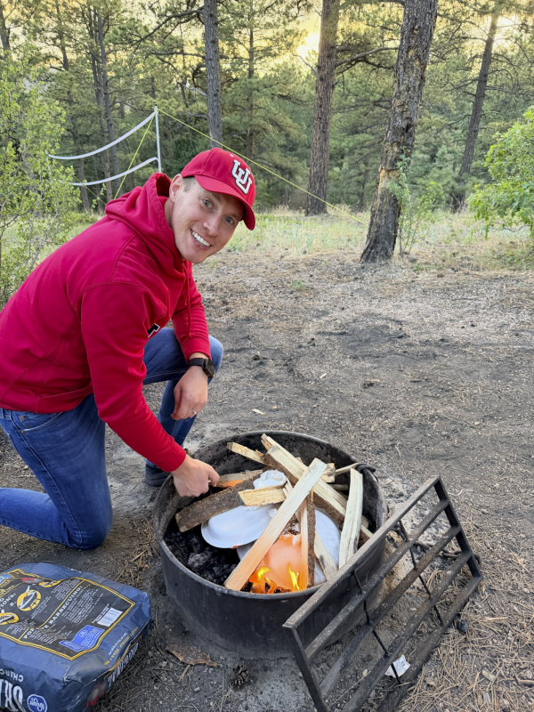 Tyson Starting the Fire on a Chilly Night While Camping in the Colorado Rockies