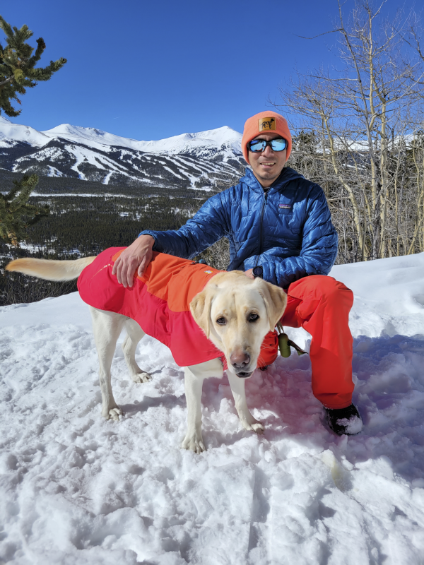 Robby and Avery Snow Hiking Near Ski House