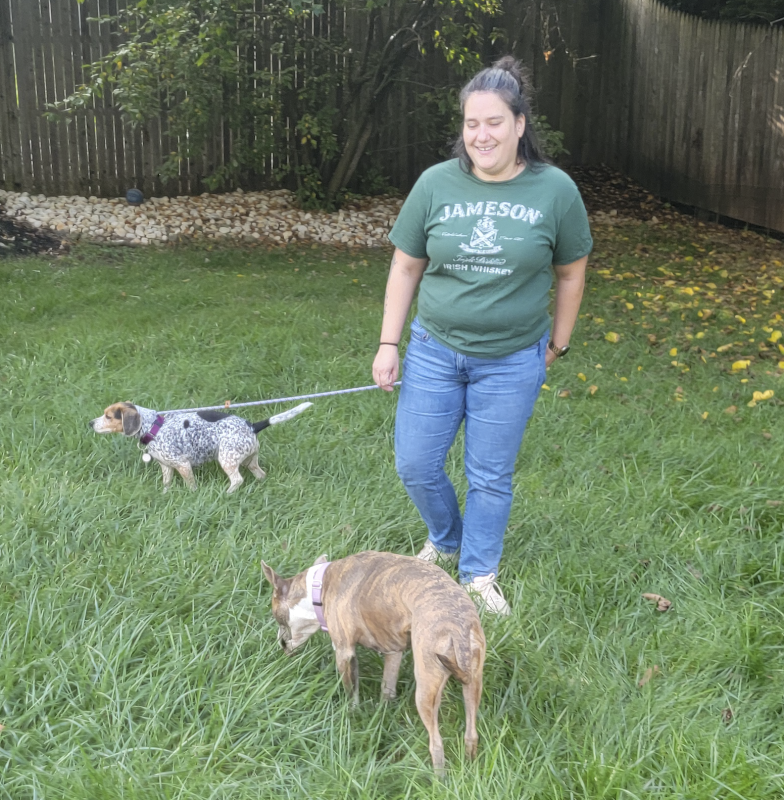 Janyce Playing with the Dogs in Our Backyard