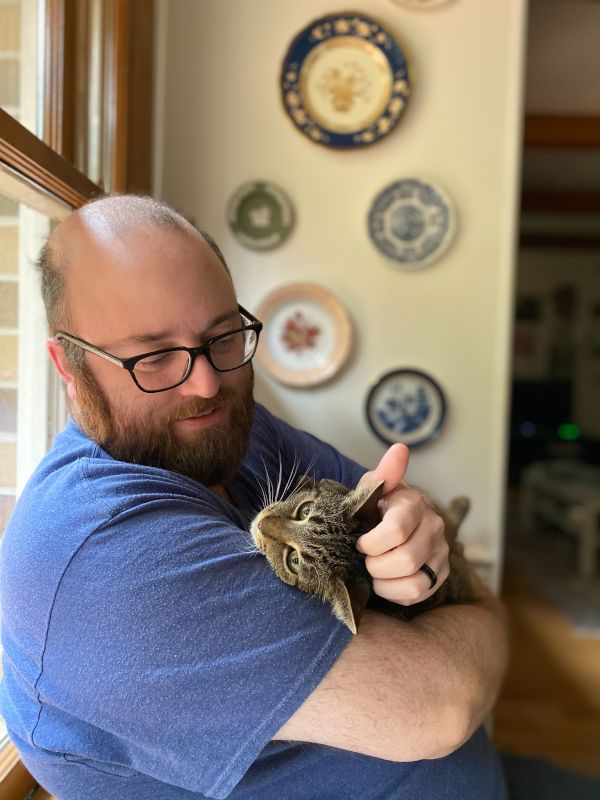 Sean With Our Cat, Freya