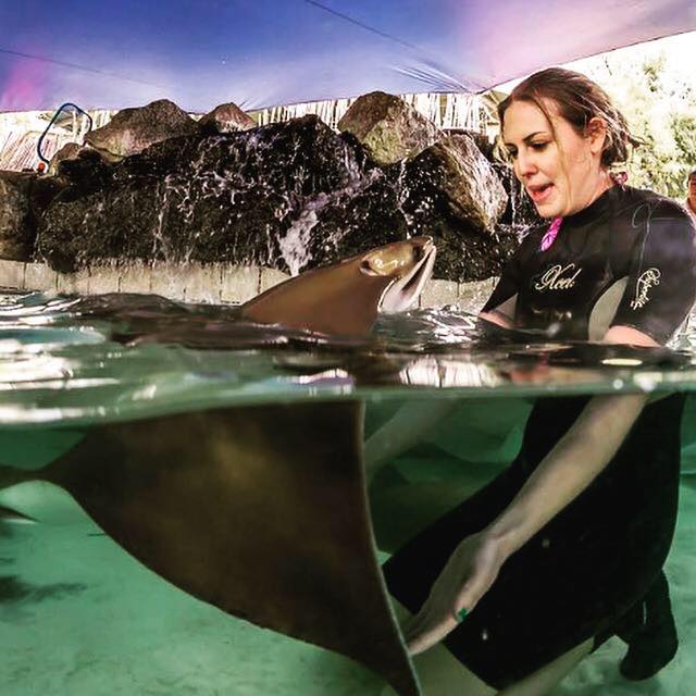 Kaitlin at Work With Her Favorite Animal - A Stingray Named Annie